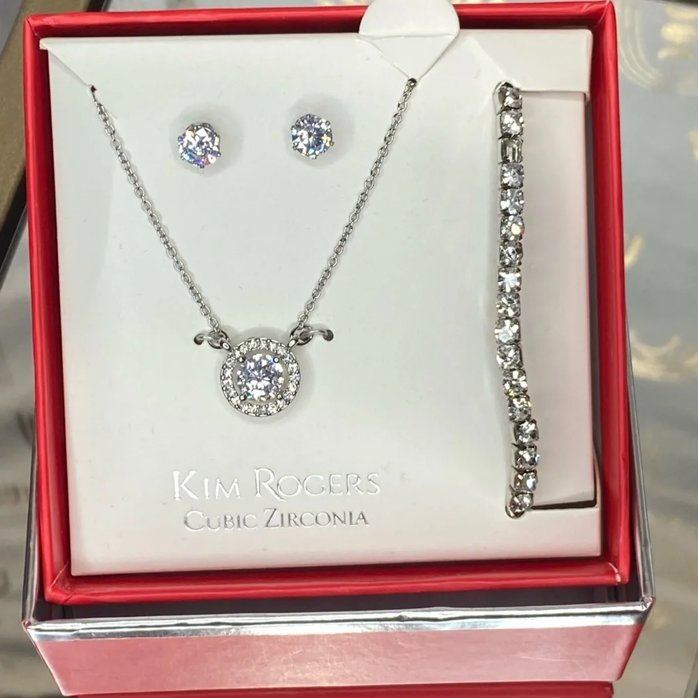 Kim Rogers Silver Cubic Zirconia Necklace Set